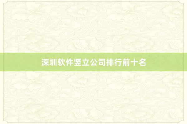 深圳软件竖立公司排行前十名